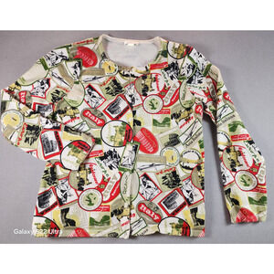 Vtg Womens Sweater/Top Combo XL AOP Italy Europe Travel Christopher & Banks READ